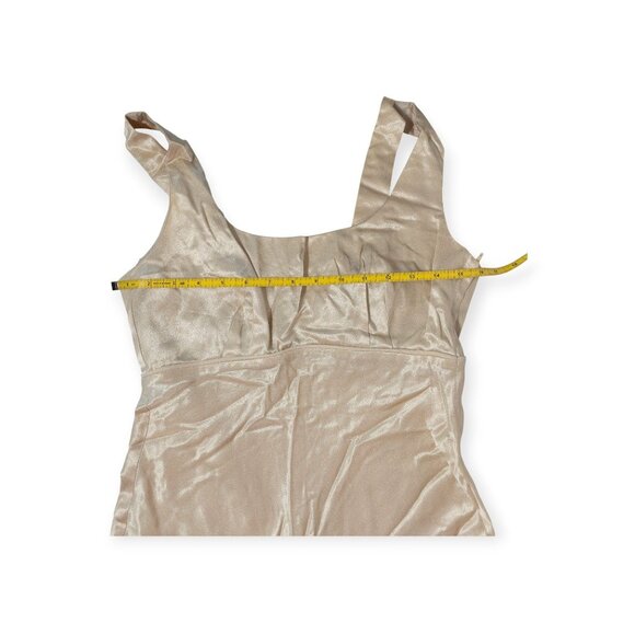 Vintage Steppin Out Satin Maxi Dress In Champagne Beige SZ S - Picture 6 of 15